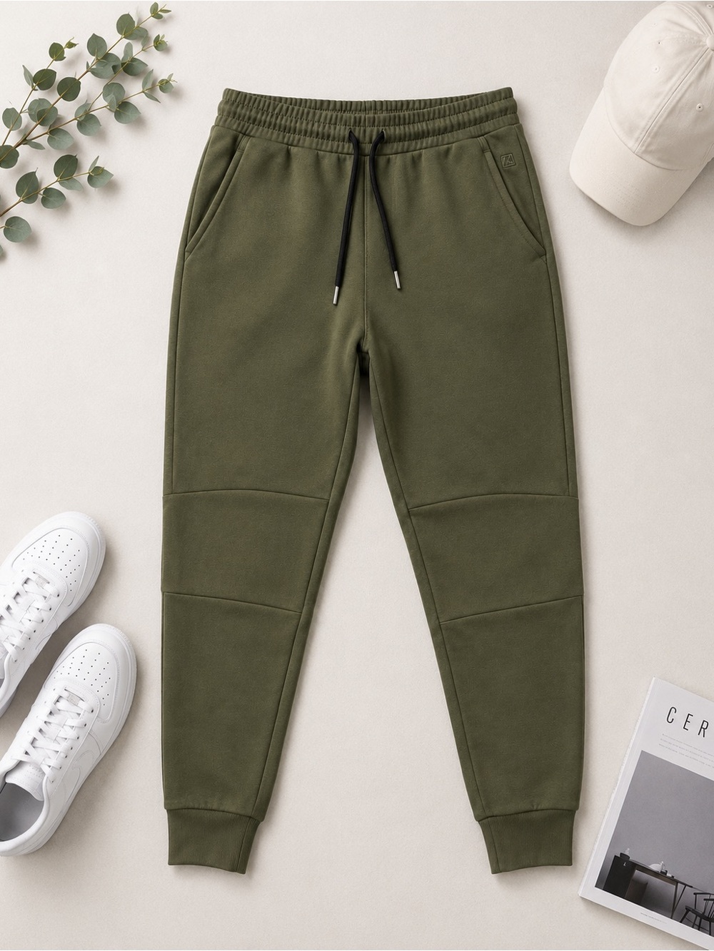 ZYIA Men's Forest Green Athletic Joggers | Tapered Performance Sweatpants